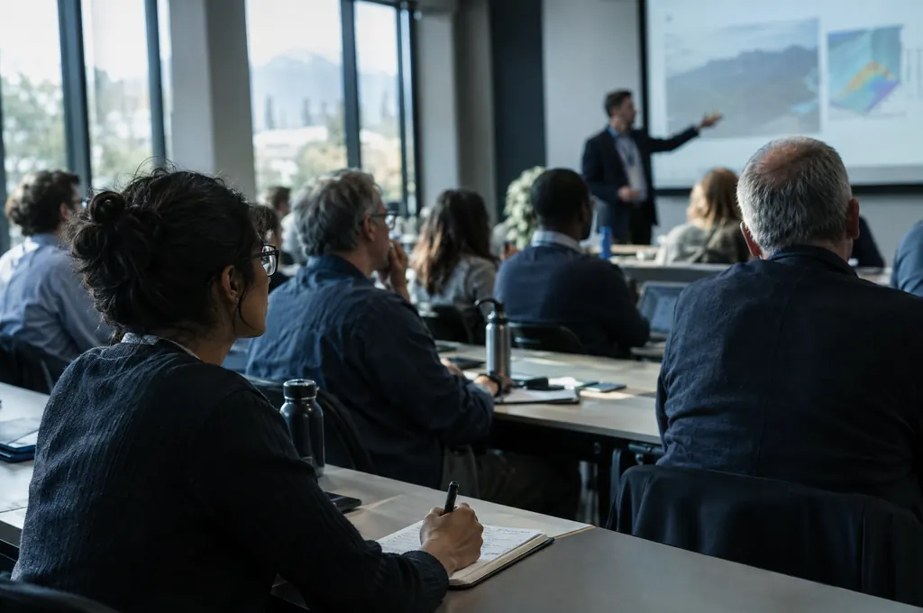 Professionals taking notes at a continuing education session